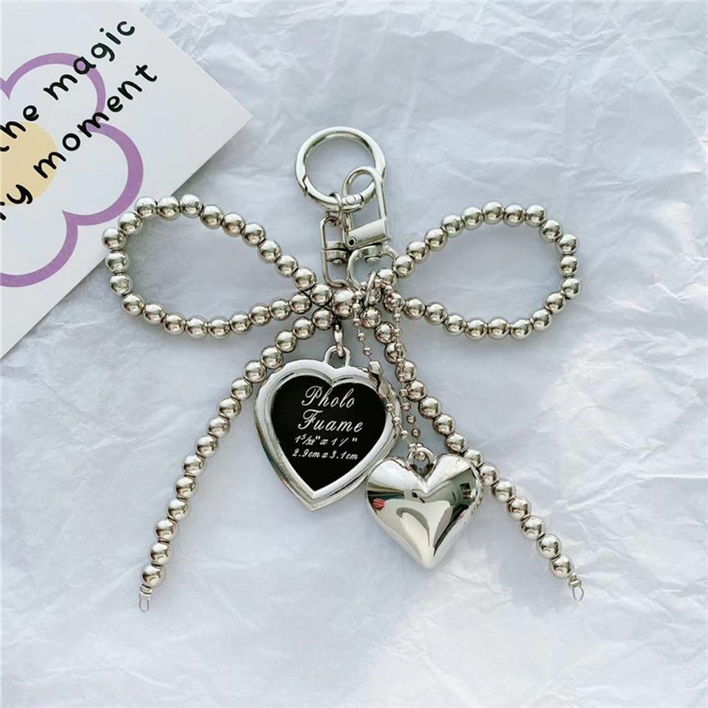 Lovely Heart Keychain Bows Keyring Korean Styles Bag Charm Bag Pendant Ornaments Car Keychain Handbag Charm Decorations