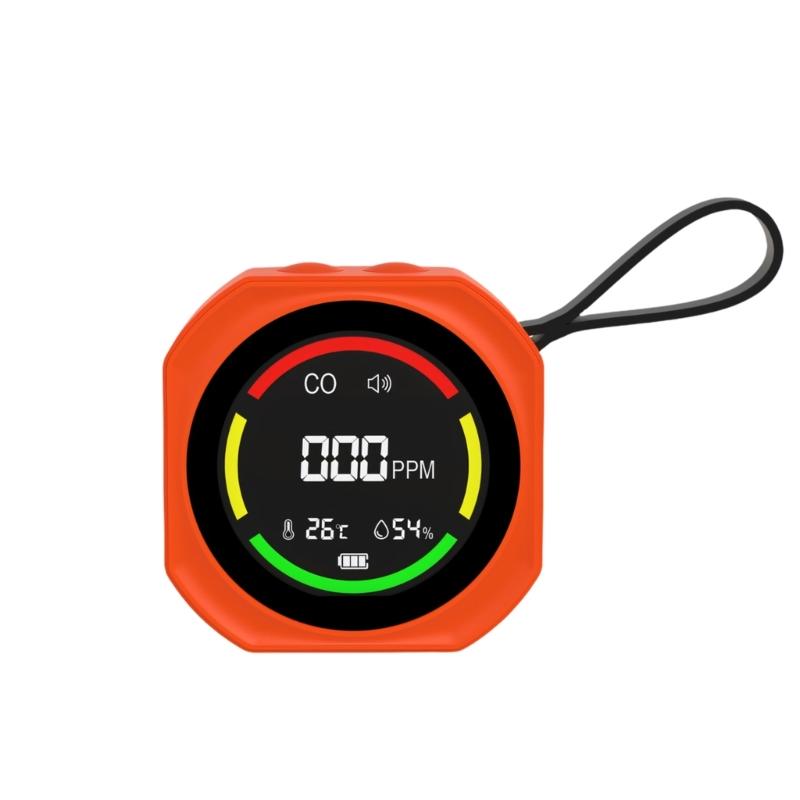 

Three Function Air Quality Monitor With Temperature Dampness Display Digital Screen And Color Warning For Living Cooking Zone Work Area оранжевый