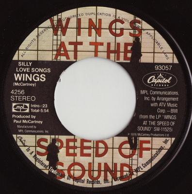 7inch Record WINGS - Silly Love Songs 4256 Capitol Records 1976 US Rock Used