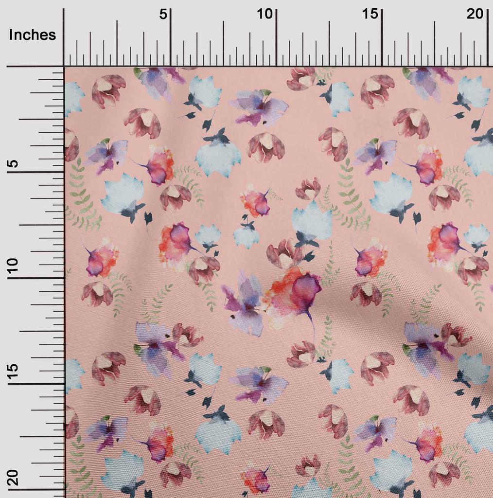 oneOone Bavlněný Flex Krémový Látka Květiny & Listy Akvarel DIY Oblečení Prošívaná Látka Potisk Látka Na Metráž 40 Palců