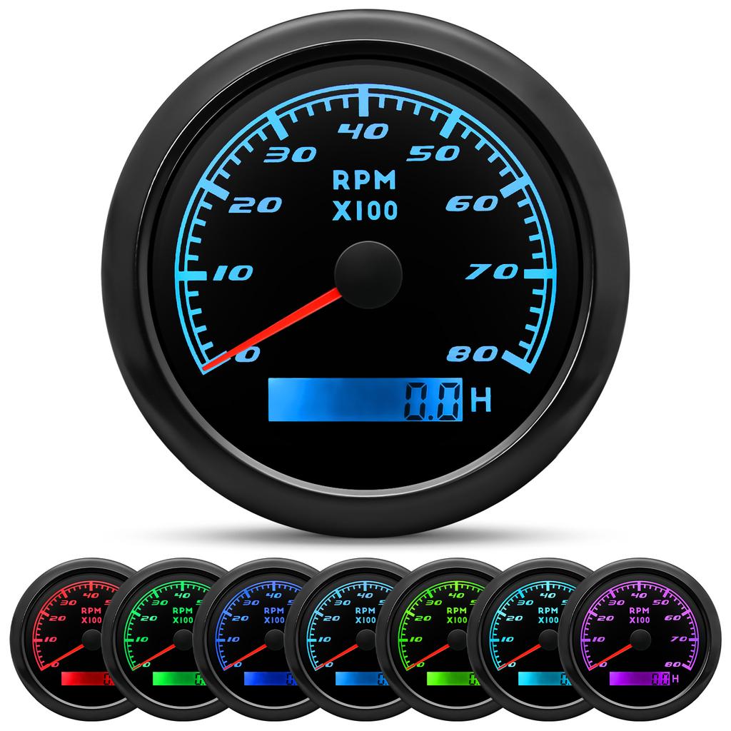 85mm Auto Tachometer 6000 RPM 8000 RPM Meter Waterproof Marine Tacho Gauge Sensor Boat rpm Diesel Engine Tachometer 9-32V