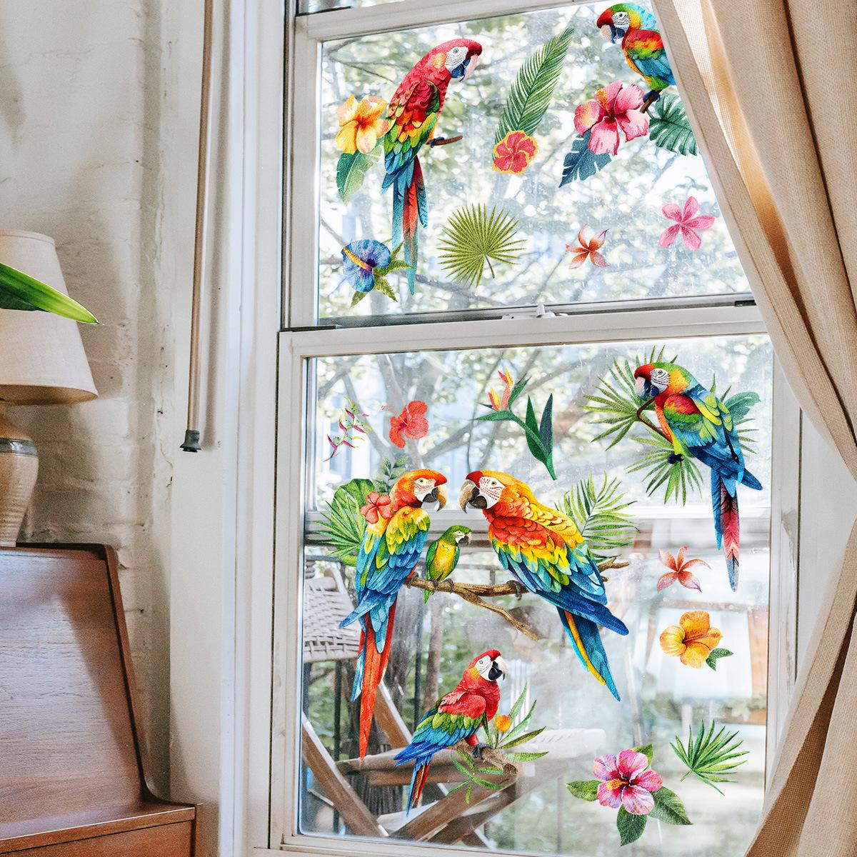 

Colourful Flowers Window Glass Wall Stickers for Living Room Bedroom Background Wall Decor Room Decoration Decals Wallpaper PVC 30x60cm 1pcs