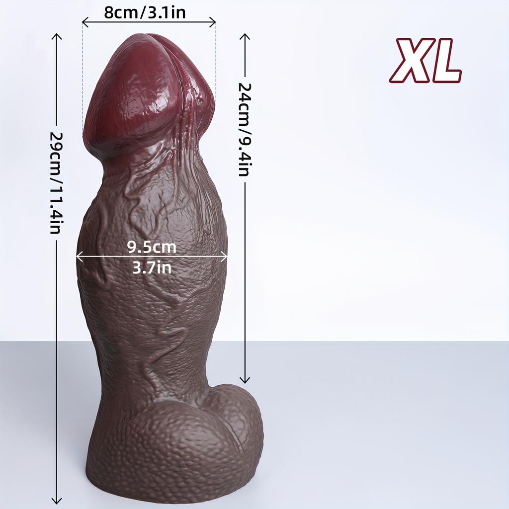 Soft Silicone Dark Thick Realistic Dildo with Big Head & Balls – Strong Suction Cup, Flexible Anal/Vaginal Massager, Lifelike Penis for Women & Men