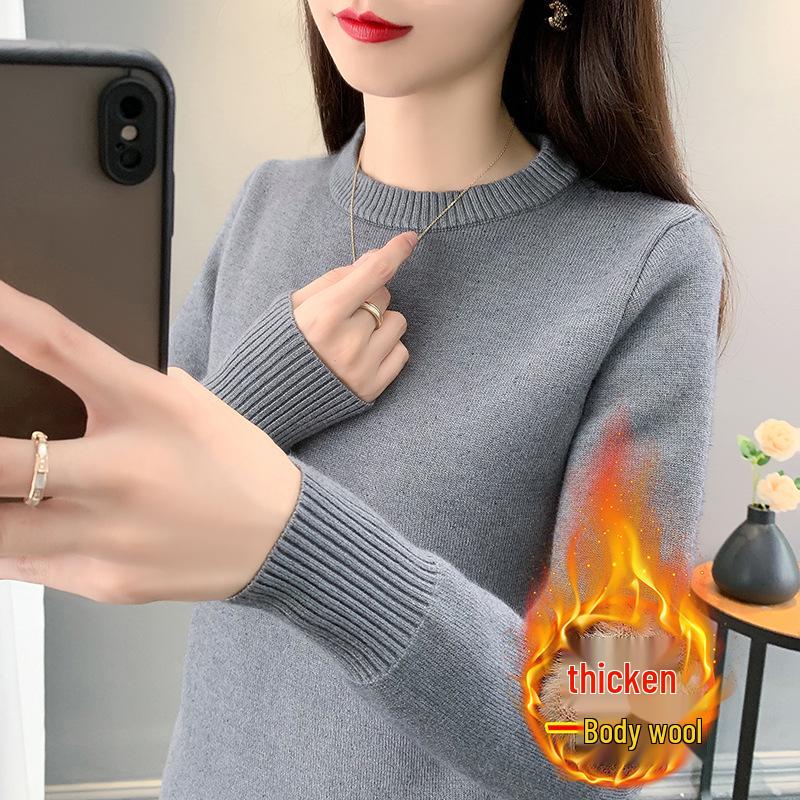 Women's Winter Warm Half-High Collar Knit Base Layer One-Piece Velvet Sweater (2025 Edition)