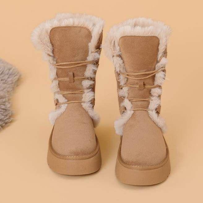 

Women s Brown Furry Non-Slip Thick-Soled Ankle Snow Boots 35 земля жовтий колір