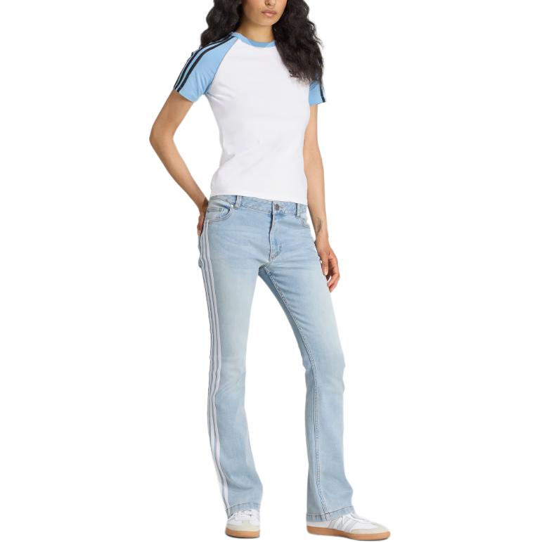 adidas Originals Adilenium Ss25 Teamgeist Lr Denim Joggers Slim Fit Sports Flared Jeans Women Joggers KE9801
