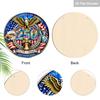 2D Flat USA 250th Anniversary 1776-2026 Wooden Hanging Sign, Stained Glass Style Round Plaque with Bald Eagle, Statue of Liberty & Liberty Bell