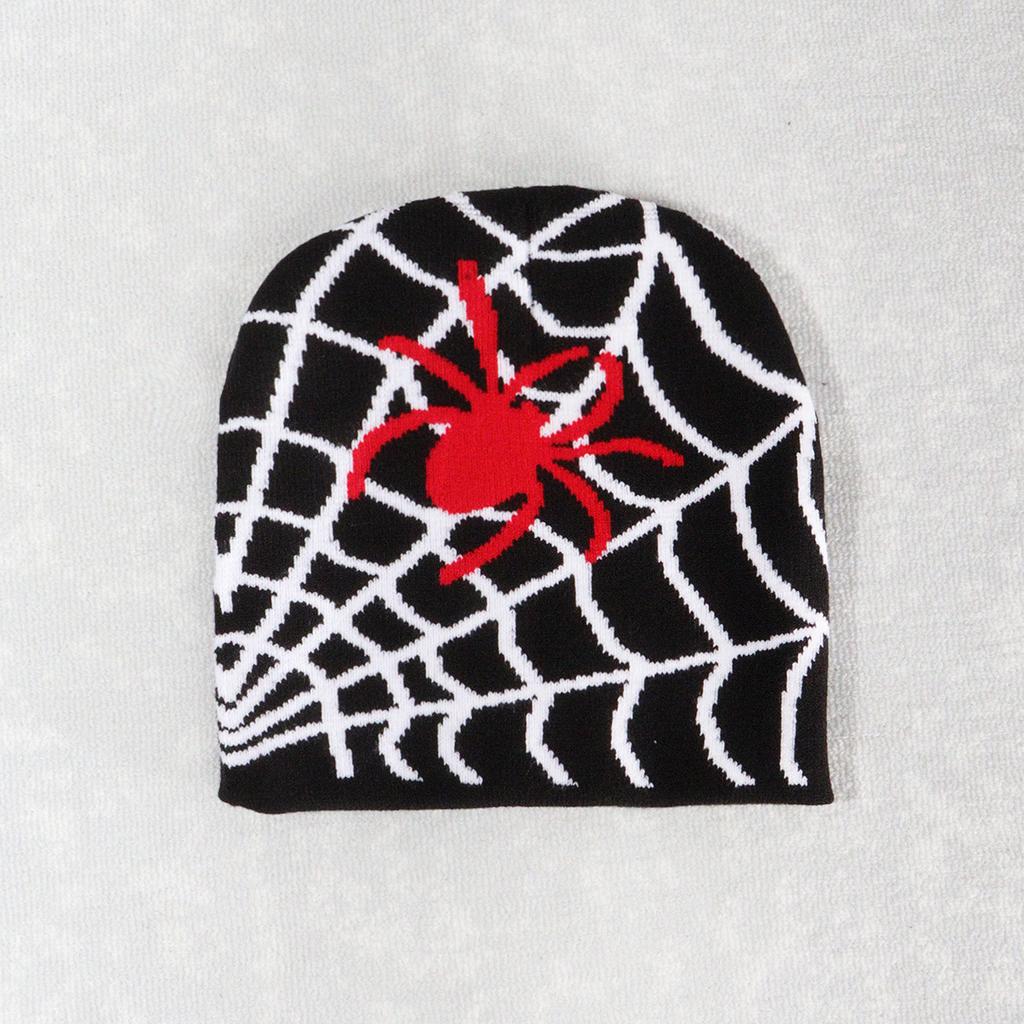 1pc Unisex Y2K Style Beanie with Spider Web Printing,winter Casual Windproof Skull Cap,Suitable for Halloween Daily Wear Winter