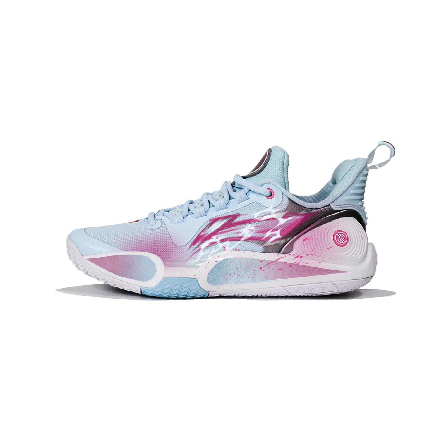Li Ning Speed 9 Амортизирующие износостойкие дышащие низкие мужские баскетбольные кроссовки Розово-синие ABPT001-6(Команда140-) 44