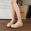 Fashion Elegant Nude Low Heel Ballet Shoes Women 2025 Autumn Sweet Pleated Bowknot Mary Jane Shoes Comfort Soft Sole Round Toe Pumps
