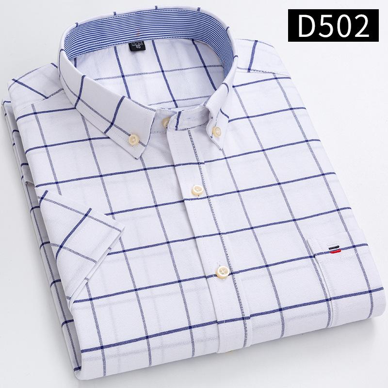 Neues Herren Social Shirt Kurzarm 100% Reine Baumwolle Oxford Weich Geknöpft Kariert Formal Herrenkleidung Tasche Social Shirt S-7XL