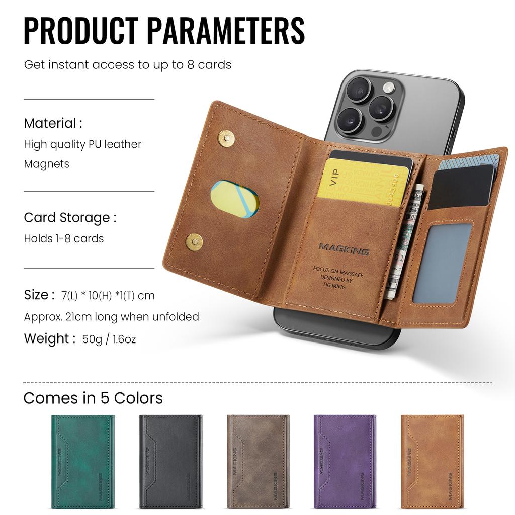 RFID Blocking Magnetic Flip Leather Card Holder Men Sle Kickstand Wallet for Magsafe IPhone 17 Pro Max Samsung S26 Ultra Case