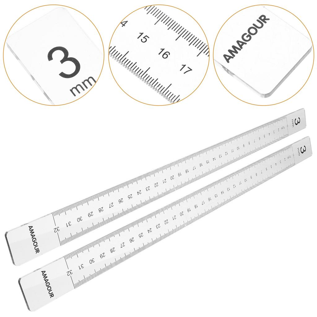 1 Pair Biscuit Balance Ruler Acrylic Dough Thickness Guide Measuring Strip For Baking Tool Cookie Pastry Pizza Snack Kitchen