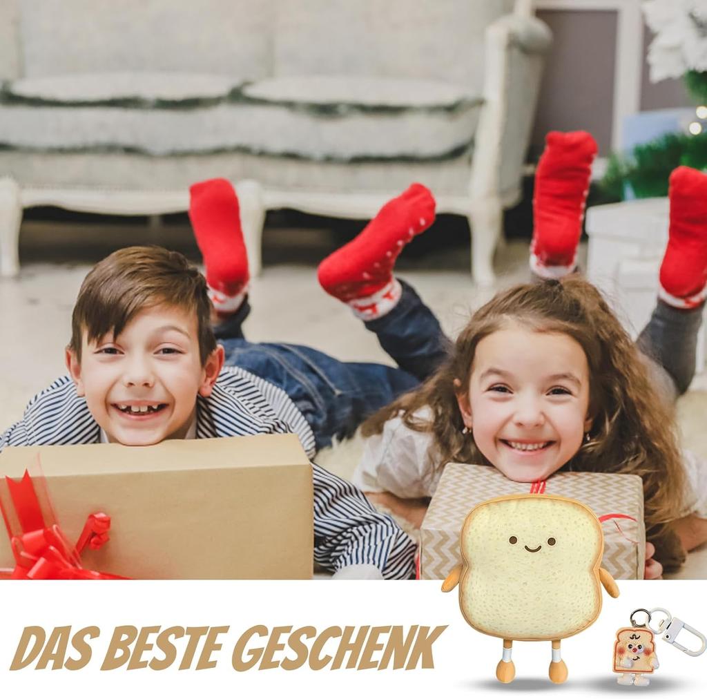 ZexJpr Torst Cuddly Toy, Toast Plush Toy with Key Ring,  Soft Toy for Children and Adults, Ideal for Cuddling, Decorating and Gifting