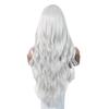 Women's Long Wavy Wig, White Center Part Synthetic Hairpiece for Daily & Cosplay