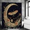 Moon Flower Moth Star Shower Curtain, Bathroom Decorative Shower Curtain, Waterproof Shower Curtain with Hooks