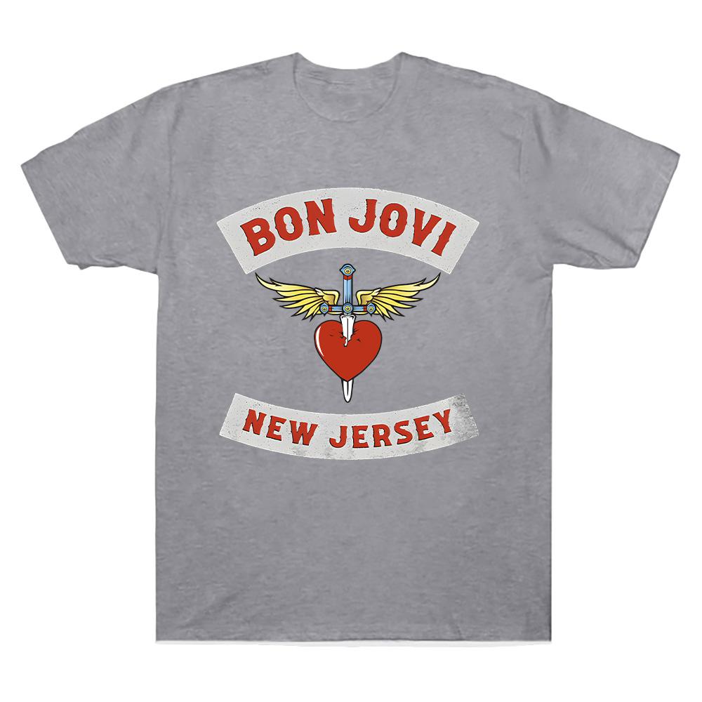 New Jersey Youth T-Shirt Bon Jovi Rock Punk Band Print TShirt Short Sleeve Hip Hop Tees Casual Loose Streetwear Cotton Tops Unisex Mens women clothes