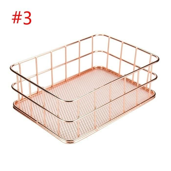 1pcs Rose Gold Hollow Metal Pen Holder Case Organizer Office Desk Stationery Decor