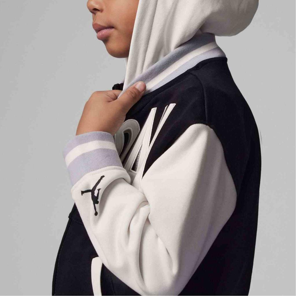 Jordan Kids Letter Print Zip-Up Hooded Jacket Kids Tops Black FJ6402-010