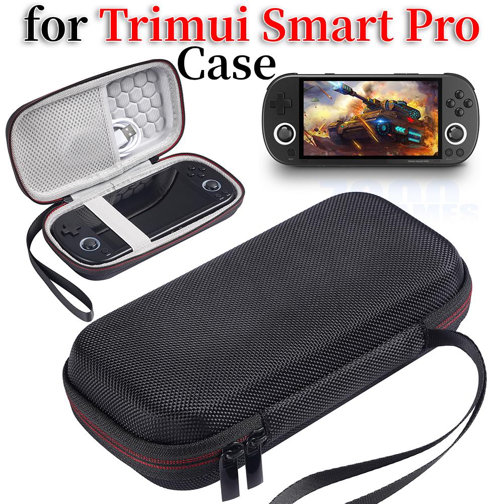 EVA Bag For Trimui Smart Pro Carrying Case Handheld Game Console Black Hard Travel Storage Portable Bag with Tempered Glass Film