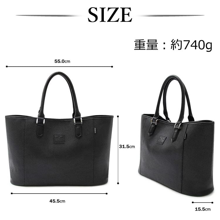 Large Capacity Tote A4 Lightweight [Ignition Original] Bag, Business, Commuting, Leather, Men's, Black, Size, (Saffiano Leather)