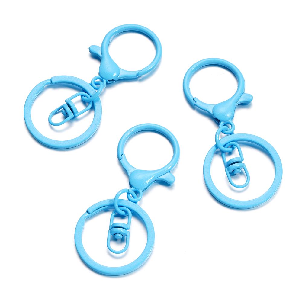 

5Pcs/Lot 30mm Key Ring Long 70mm Popular Colorful Metal Lobster Clasp Key Hook Chain Jewelry Making for Keychain Supplies синий