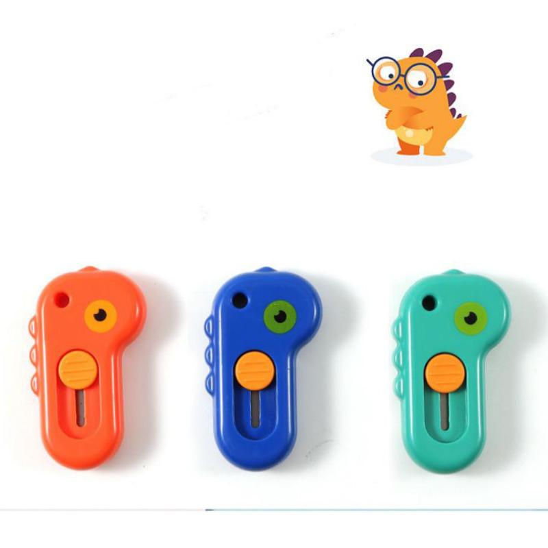 1 Piece Kawaii Mini Pocket Dinosaur Art Utility Knife Express Box Knife Paper Cutter Craft Wrapping Refillable Blade Stationery