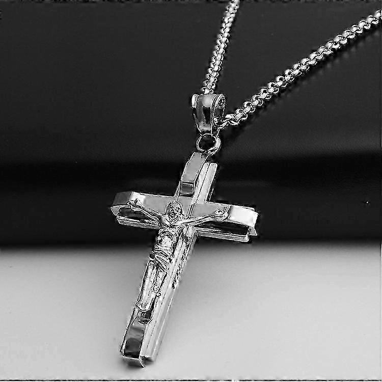 Collana Pendente da Uomo in Acciaio Inossidabile, Titanio, con Croce di Gesù, Accessori