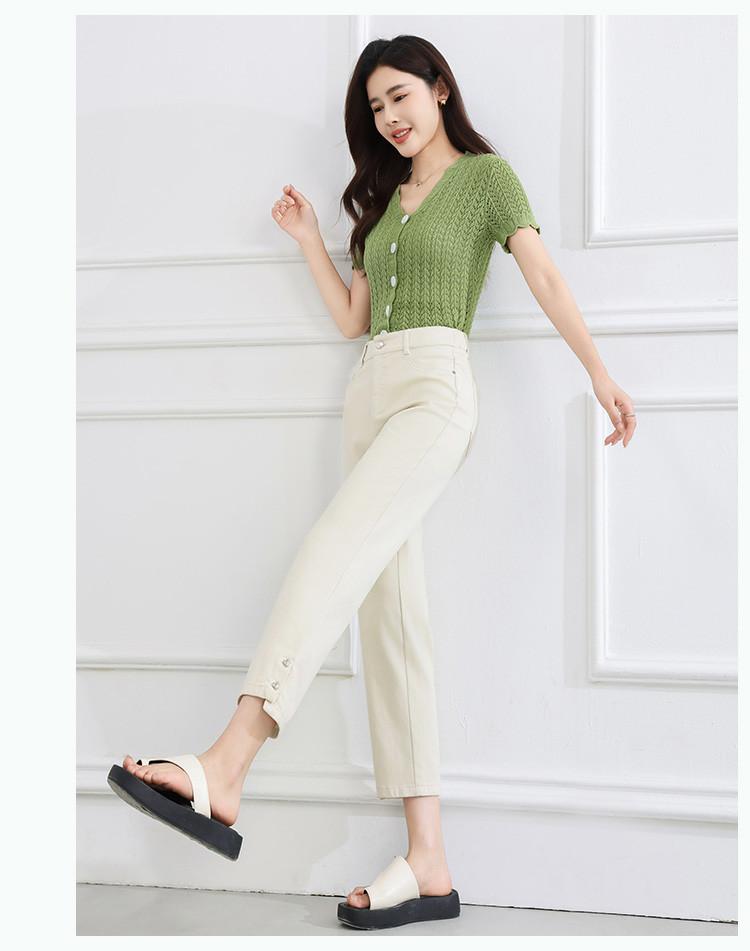 [Straight Leg Pants] Summer Simple and Versatile Cropped Pants, High Waist Slimming Women's Jeans