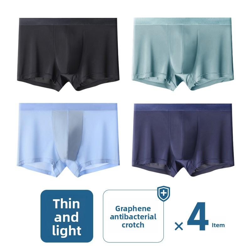 4pcs New Men s Spring and Summer Fashion Ice Silk Graphene Antibacterial Breathable Briefs L