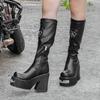 Fashion Women's Fashion Platform High Heels Boots Women's  Heightening Locomotive Boots Punk Style High Quality Knight Boots Botas Mujer