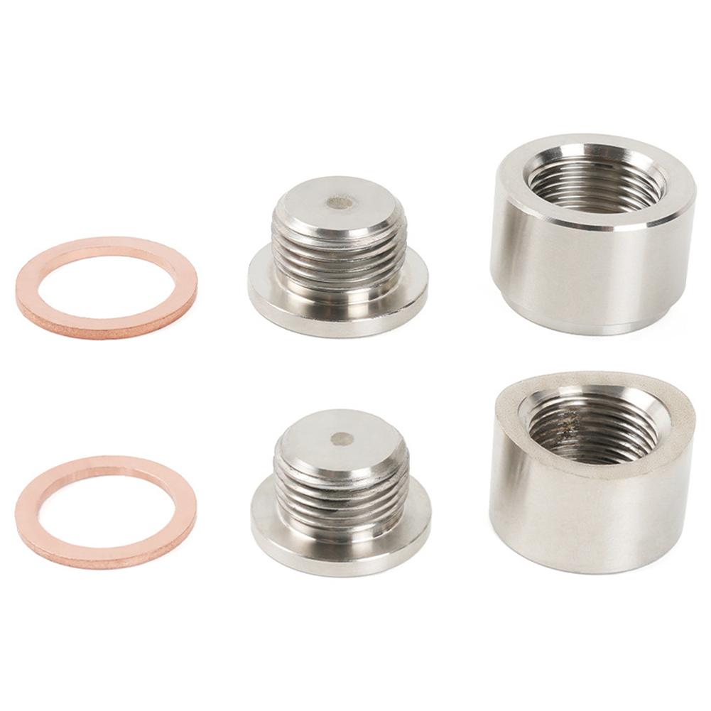 O2 Sensor Bung O2 Sensor Adapter M18x1.5 Oxygen Sensor Nut Weld Bung Plug Stainless Steel Curve Notched Universal Auto Parts