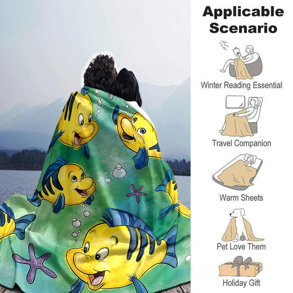 Underwater Fish Friends Flannel Blanket Super Soft Warm Cozy Blanket For Sofa Bed Office Travel Allseason Home Decor Gift