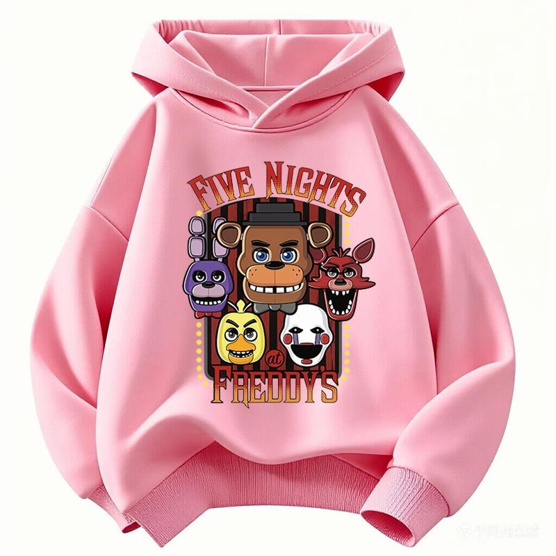 2026 Kids' Fashion Printed Hoodie, Casual Sports FNAF Ghost Doll Themed Sweatshirt, Boys' and Girls' Sweatshirt