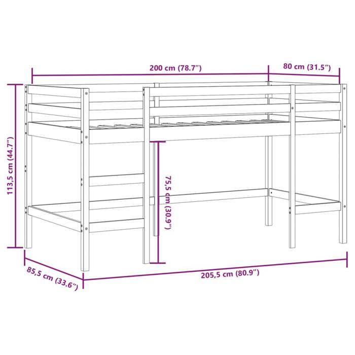 VidaXL Lit Mezzanine Enfants et Tunnel, Lit Surélevé pour Enfants avec Échelle, Meuble de Rangement Chambre, Moderne, Blanc 3206982