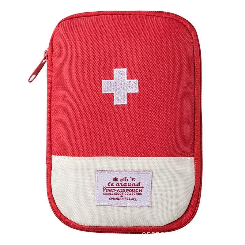 

Portable First Aid Medical Kit Travel Outdoor Camping Emergency Medicine Storage Bag Travel Mini EDC Pouch Organizer Pill Case 10.5x15cm червоний
