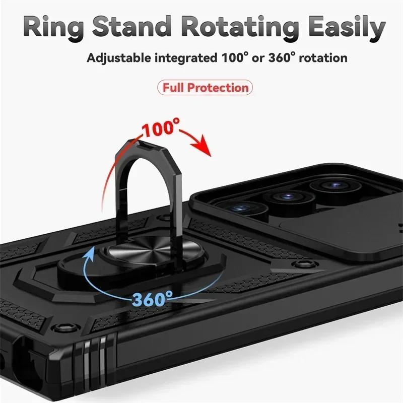 Armor Shockproof Phone Case For Samsung Galaxy S24 S23 S22 S21 S20 S10 Ultra S23FE S21FE Note 20 Lens Protect Ring Holder Cover