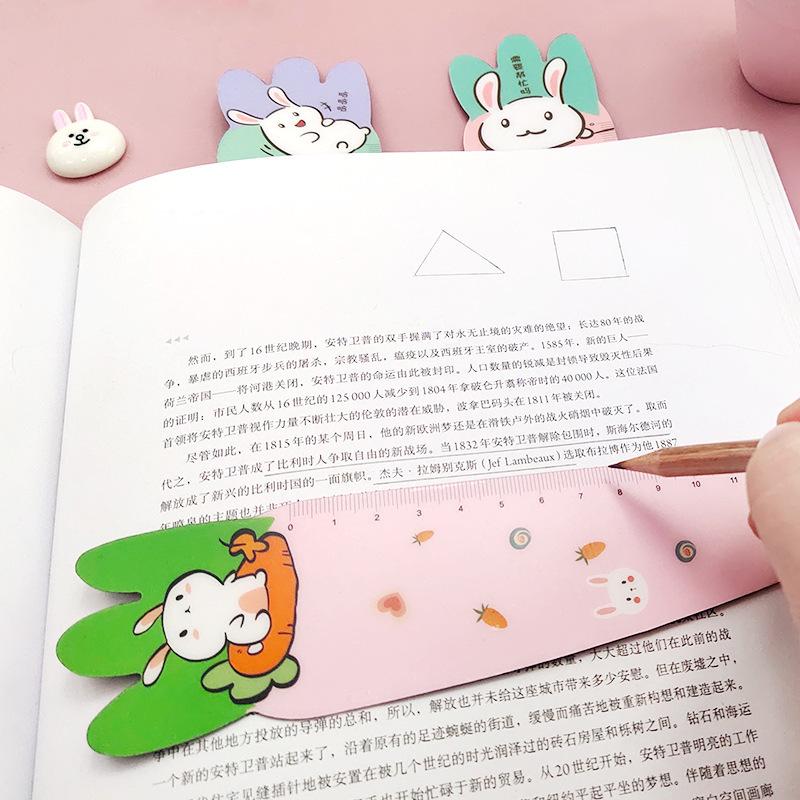 1 Stück Niedlicher Karotten-Hase Kawaii Schreibwaren Cartoon-Zeichnung Geschenk Koreanisch Büro Schule Kätzchen Gerade Kunststofflineal