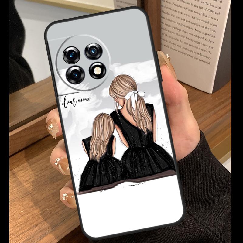 Black Brown Hair Baby Mom Girl Son Case For OnePlus 15 13 12 11 10 15R 13R 12R 10T 13T OnePlus Nord 5 CE 4 3 Lite N20 N30 Cover
