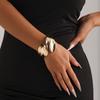 Chunky Punk Exaggerated Gold Plated Color Wide Leaf Large Opening Bracelet for Women Girls Daily Party Metal Jewelry