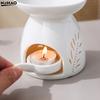 White Ceramic Incense Burner Candle Essential Oil Aromatherapy Diffuser Hollow Heating Stove Middle East Home Decor Ornament