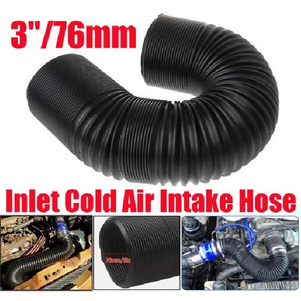 76mm/3inch Flexible Car Suv Turbo Cold Air Intake System Hose Pipe 1m Adjustable