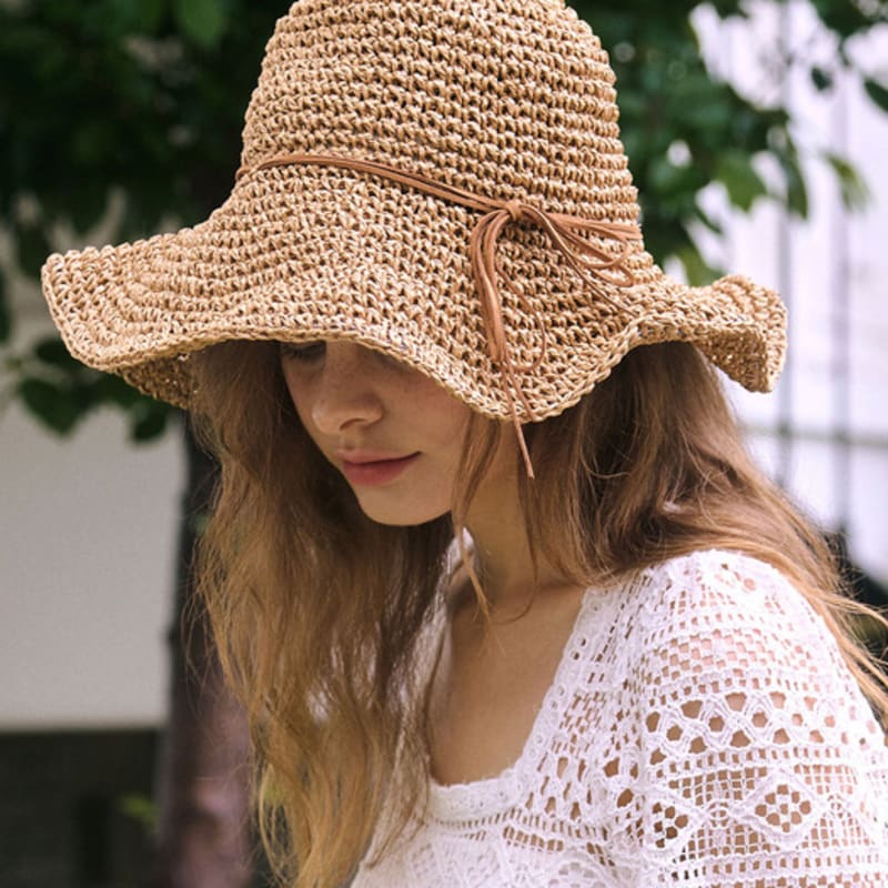 JUDY AND PAUL Knit Ribbon Floppy Hat