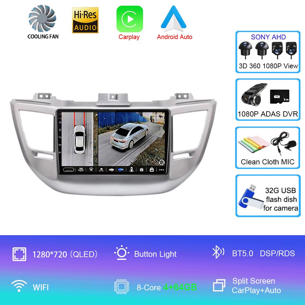 Car Radio Android 14 Carplay For Hyundai Tucson IX35 3 2015 2016 2017 2018 2Din Multimedia Video Player Navigation GPS Head Unit