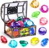 Diving Gem Pool Toy 10PCS DISHIO Big Colorful Diamond Diving Toy with Treasure Box Chest Pirate Pool Toys for Kids Toddlers Underwater Sinking Dive