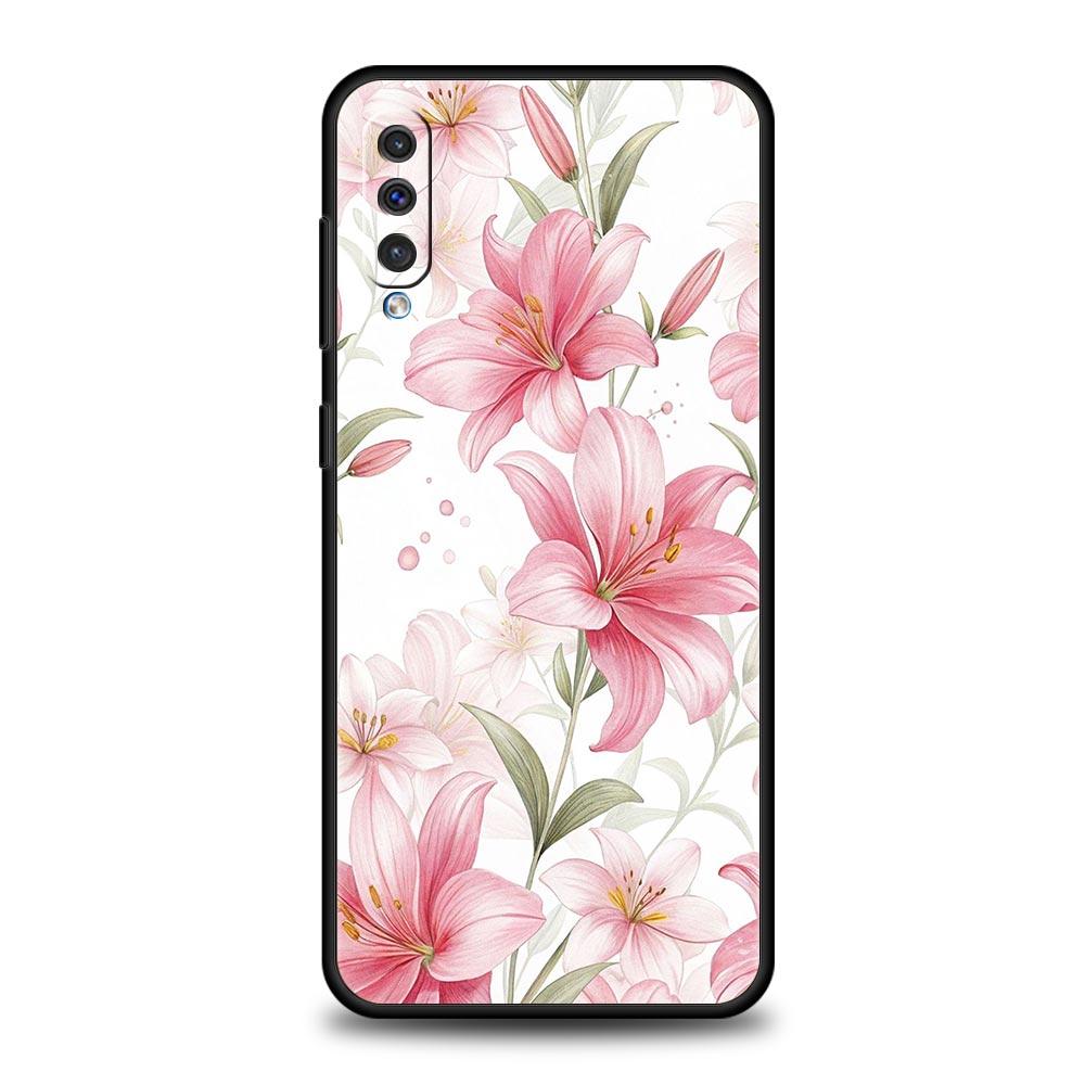 

Phone Case For Samsung A56 A36 A26 A24 A12 A14 A16 A50 A70 A22 A40 A34 A54 A42 A52 5G A04s A06 Cover Realistic Lily Flower Print Galaxy A54 5G