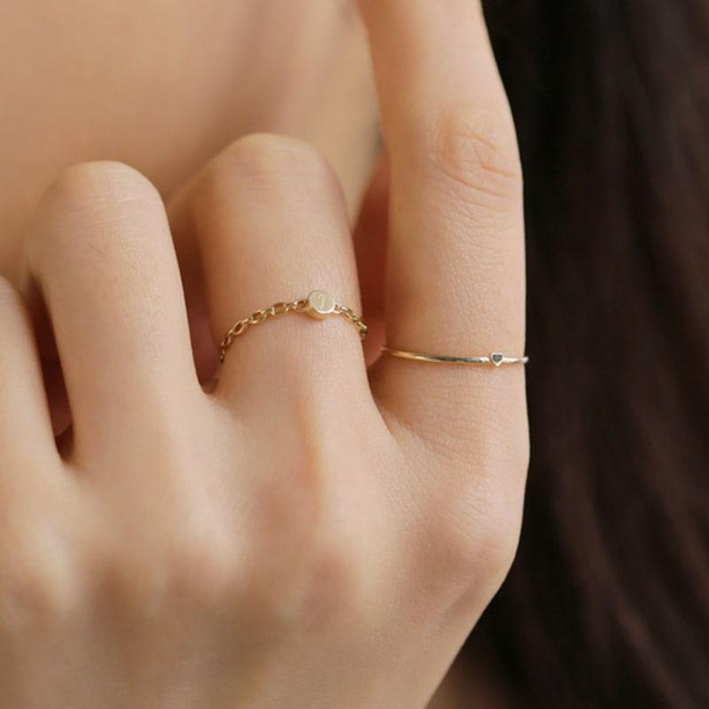 JUDY ȘI PAUL [AUR 14K] Inel Minunat cu Punct Mic În Formă de Inimă, Aur Galben