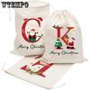 5pcs Large Letter Drawstring Bag Cloth Bag Party Festival Supplies Bag Christmas Gift Bag Santa Claus Bag