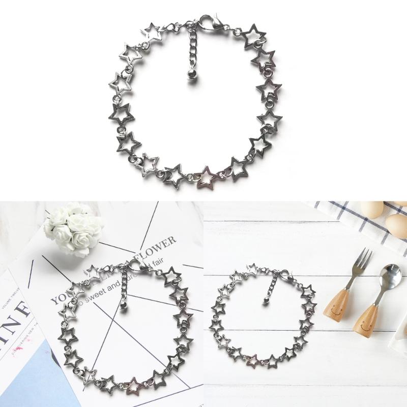 Vintage Shiny Star Pentagram Alloy Material Bracelet for Women Sweet Aesthetic Charm Bracelet Harajuku Fashion Jewelry