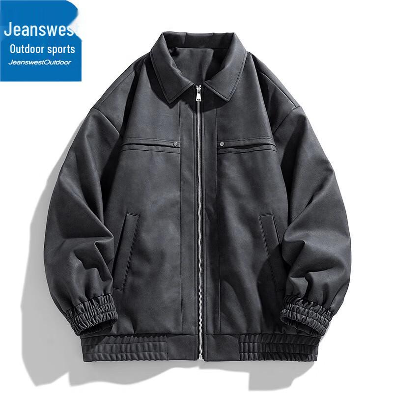 Jeanswest Men's Casual Faux Leather Jacket